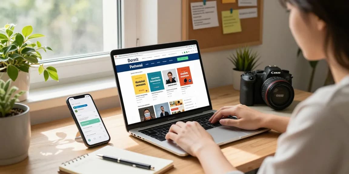 Person using bedpersonal for local classifieds in cozy home office