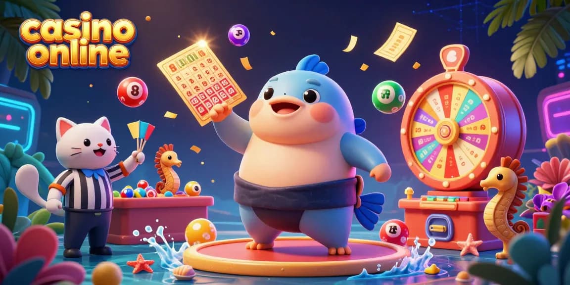 Gioca al casino online: illustrazione 3D di un fugu in un ambiente di gioco sott'acqua.