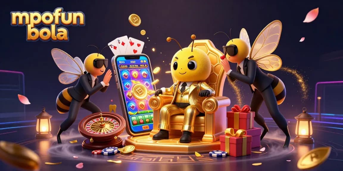 Engage with vibrant slots in idyllic 3D scene featuring mpofun bola amidst golden coins and exciting game elements.