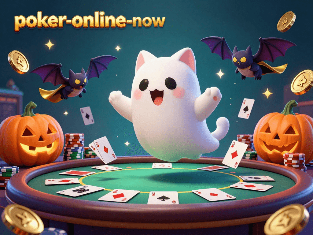 Engage in poker excitement with the ghost cat and golden cape bat in the lively poker-online-now scene.