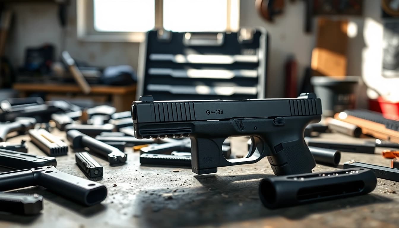 Showcase of an oem glock 26 slide intricate details highlighting craftsmanship