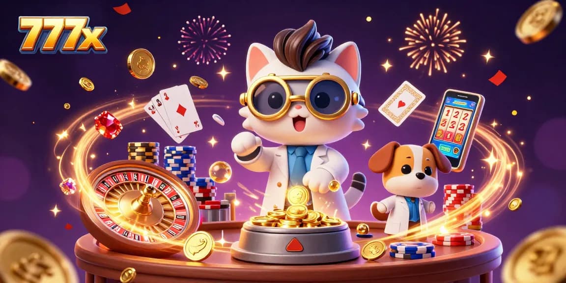 Experience winning strategies with 777x in a vibrant gambling-themed illustration.
