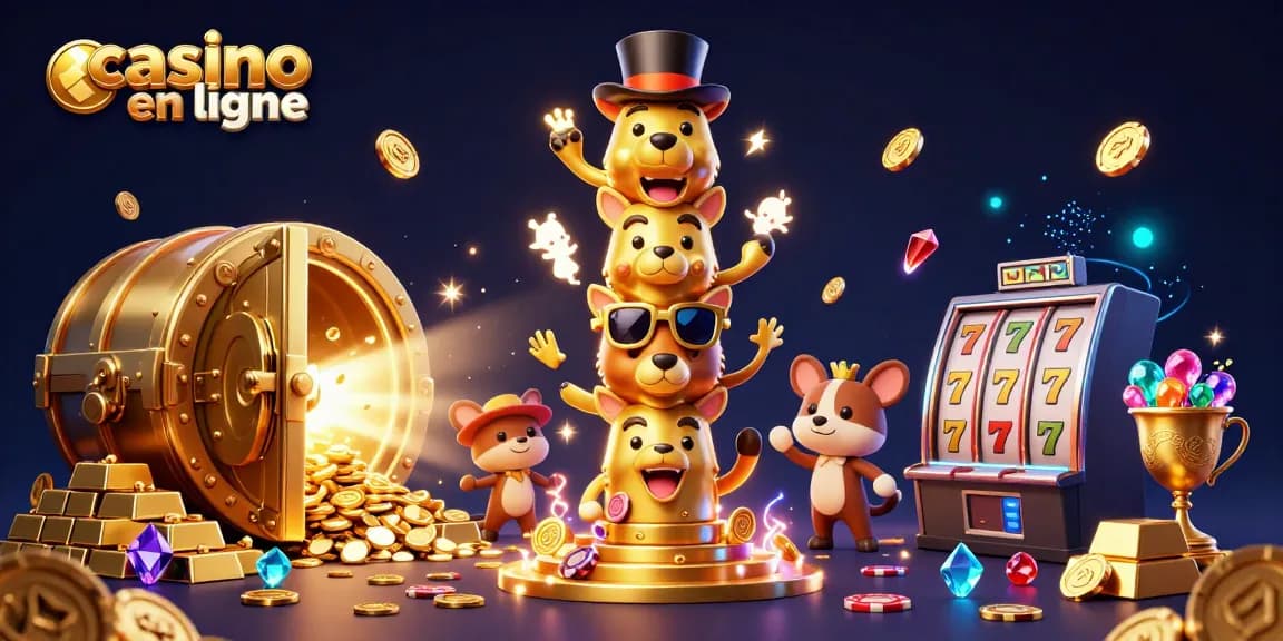 Engagez-vous avec des éléments de casino en ligne dans une illustration captivante 3D.