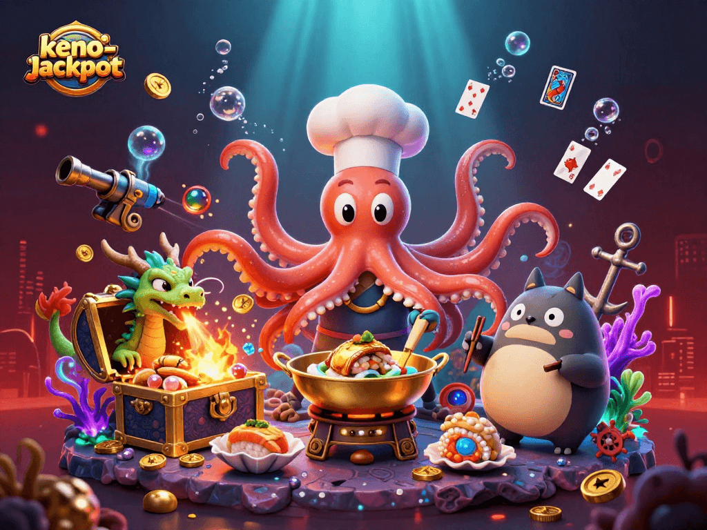 Experience the thrill of keno-jackpot with vibrant scenes of winning moments and dynamic gameplay.