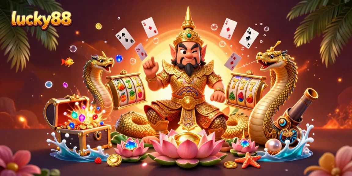 Experience the exciting world of lucky88 with vibrant characters and dynamic casino elements.