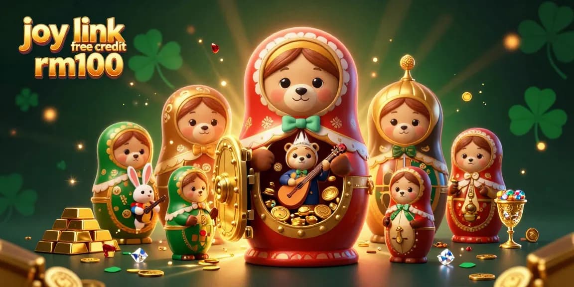 Engage with joy link free credit rm100 in this vibrant 3D casino scene featuring unique characters and elements.