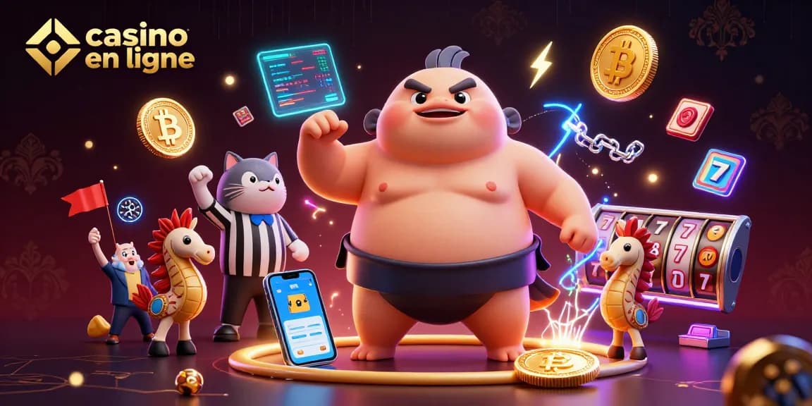 Vivez l'expérience du casino en ligne avec un fugu sumo et un chat poisson en arbitre.