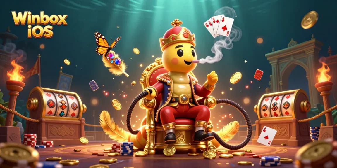 Engage with the exciting Winbox iOS app illustrated through a captivating 3D casino scene.