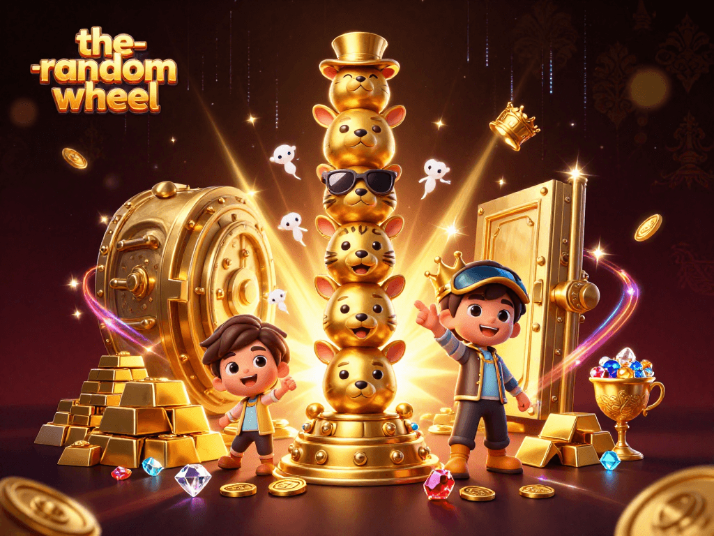 Spin to win with the-random-wheel featuring vibrant casino-themed elements and golden treasures.