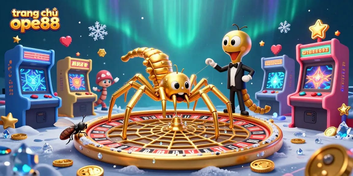 Experience thrilling gambling action at trang chủ ope88 with a cartoon spider and lively game elements.