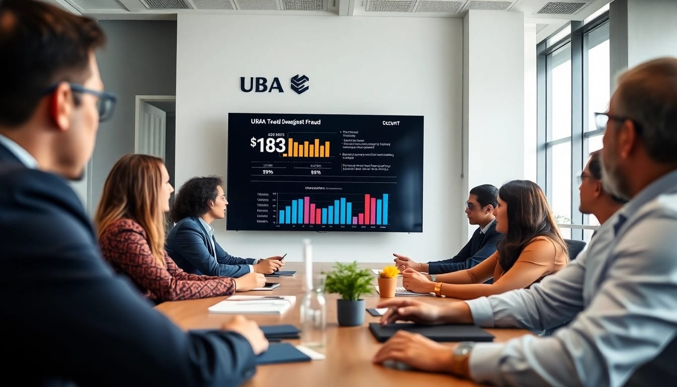 Addressing UBA fraud concerns during a cybersecurity meeting with professionals engaged.