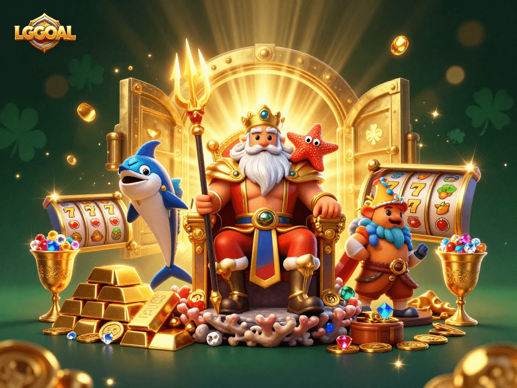 Experience the thrill of LGOGOAL gaming with Neptune, treasure, and exciting slot elements!