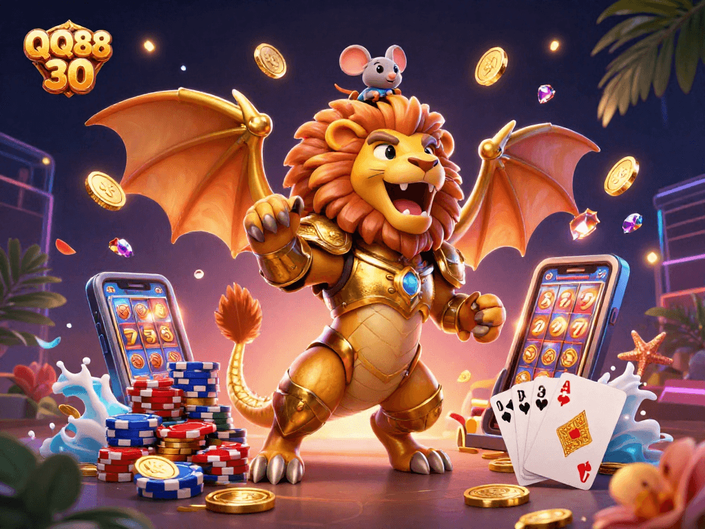Experience thrilling moments with QQ88 30 as a chimera and mouse jockey share winning gambling adventures.