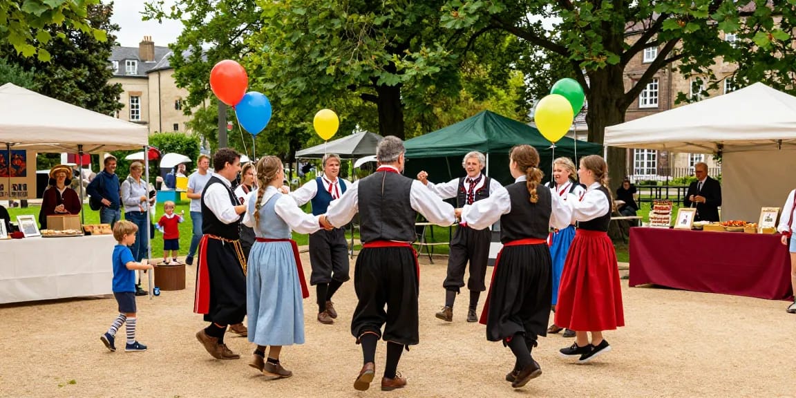 Celebration of Breton culture at a vibrant festival showcasing M98 สล๊อตเว็บตรง through traditional music and dance.