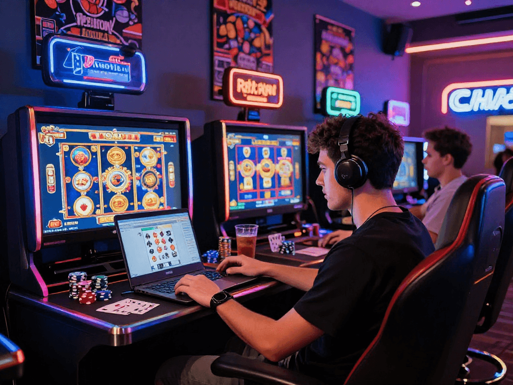 Pengalaman bermain situs slot dengan suasana kasino online yang cerah.