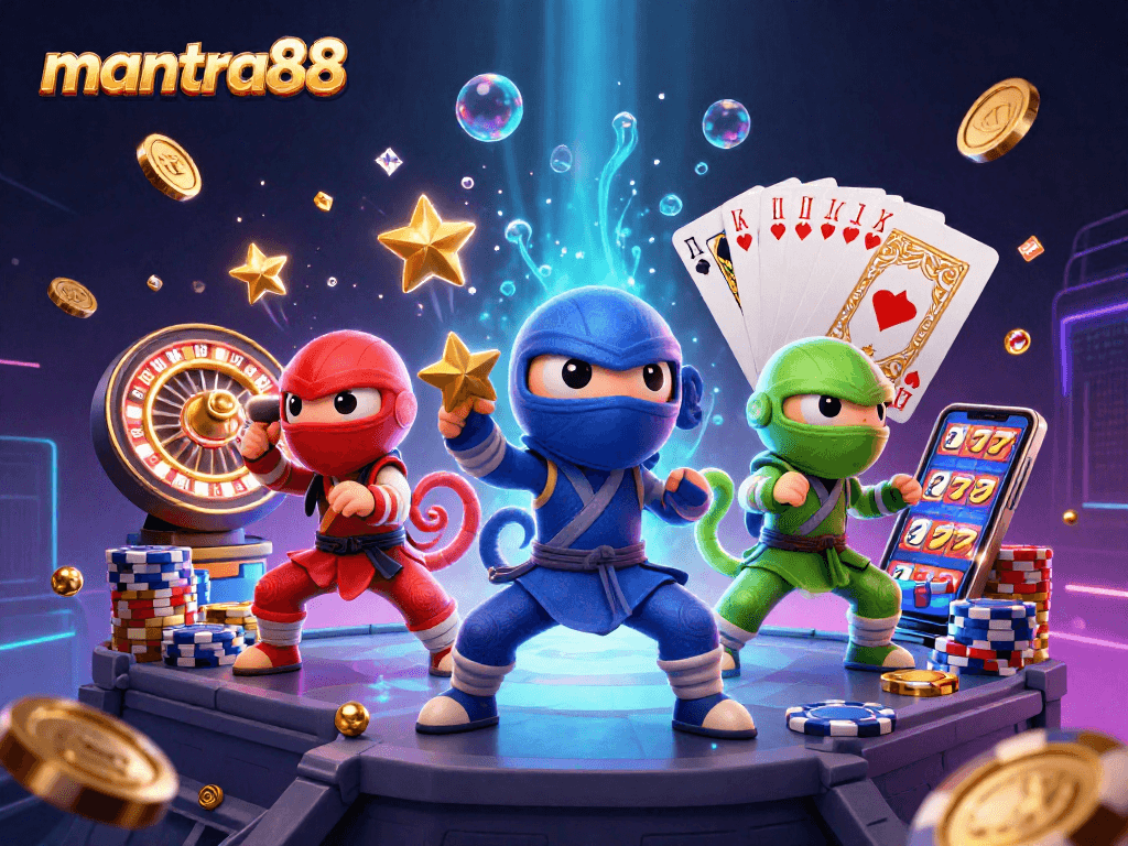Experience exhilarating wins at mantra88 with a vibrant 3D scene showcasing chameleons in action.
