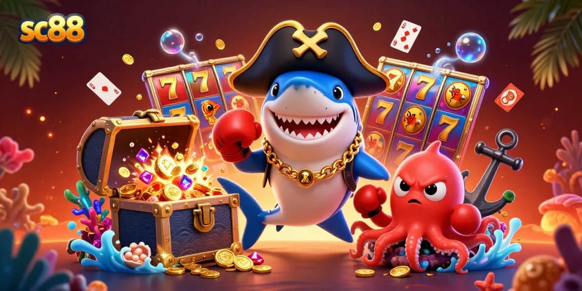 Spin the reels with sc88's vibrant underwater casino adventure featuring dynamic characters.