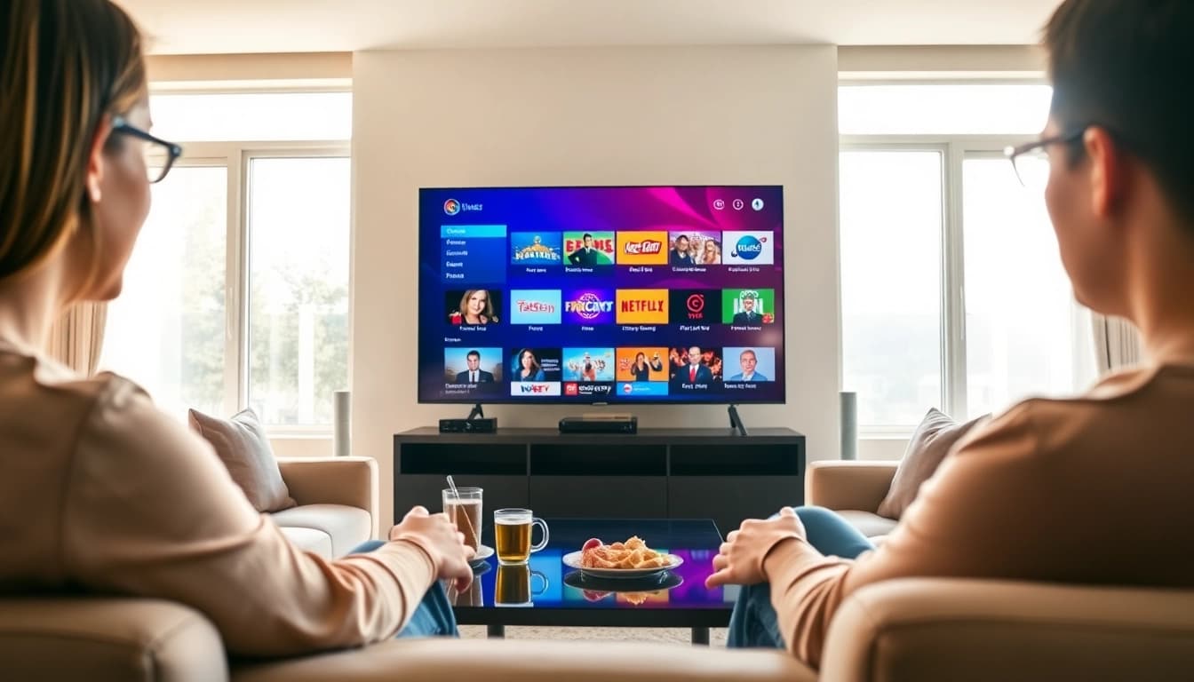Experience Free IPTV Trial 24 Hours with engaging content options in a cozy living room.
