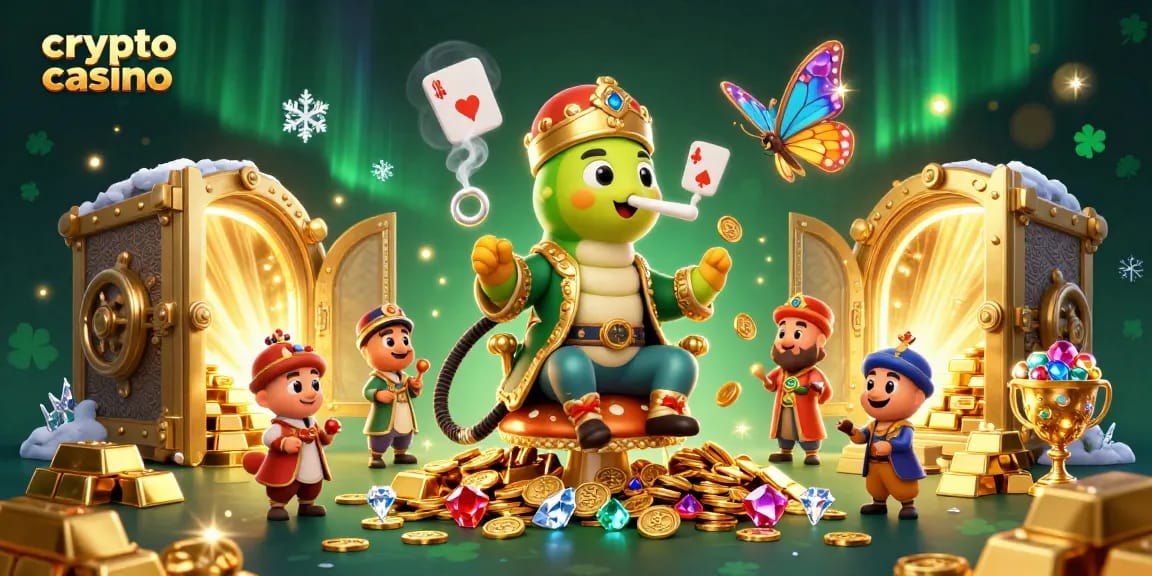 Juega en un crypto casino mientras disfrutas de símbolos de póker y joyas brillantes.