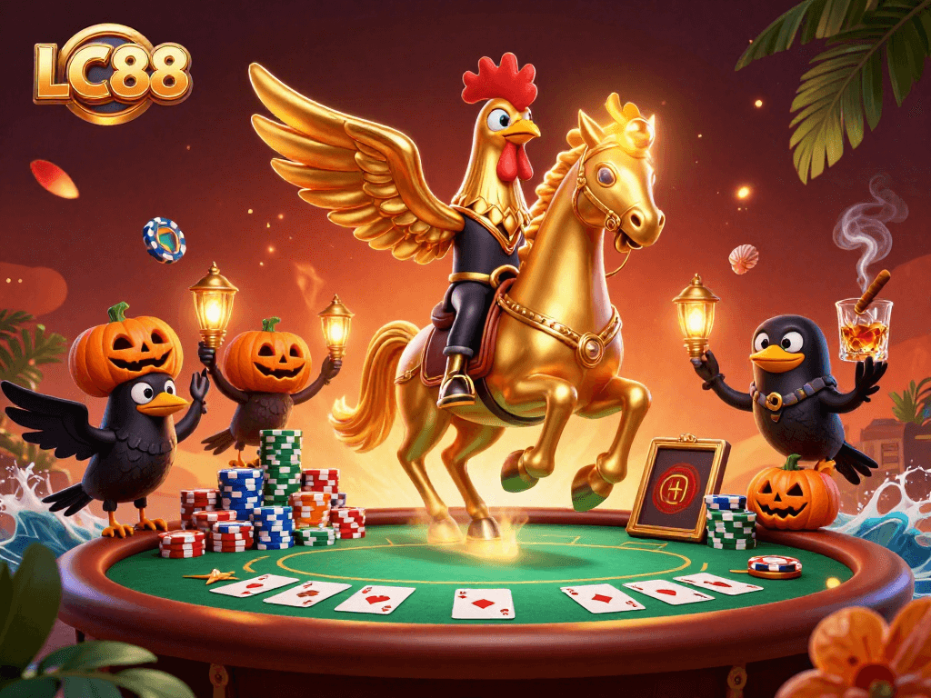 Experience thrilling games at LC88, featuring a vibrant casino scene with rich gaming elements.