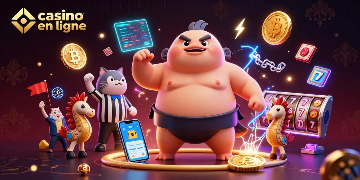 Vivez l'expérience du casino en ligne avec un fugu sumo et un chat poisson en arbitre.