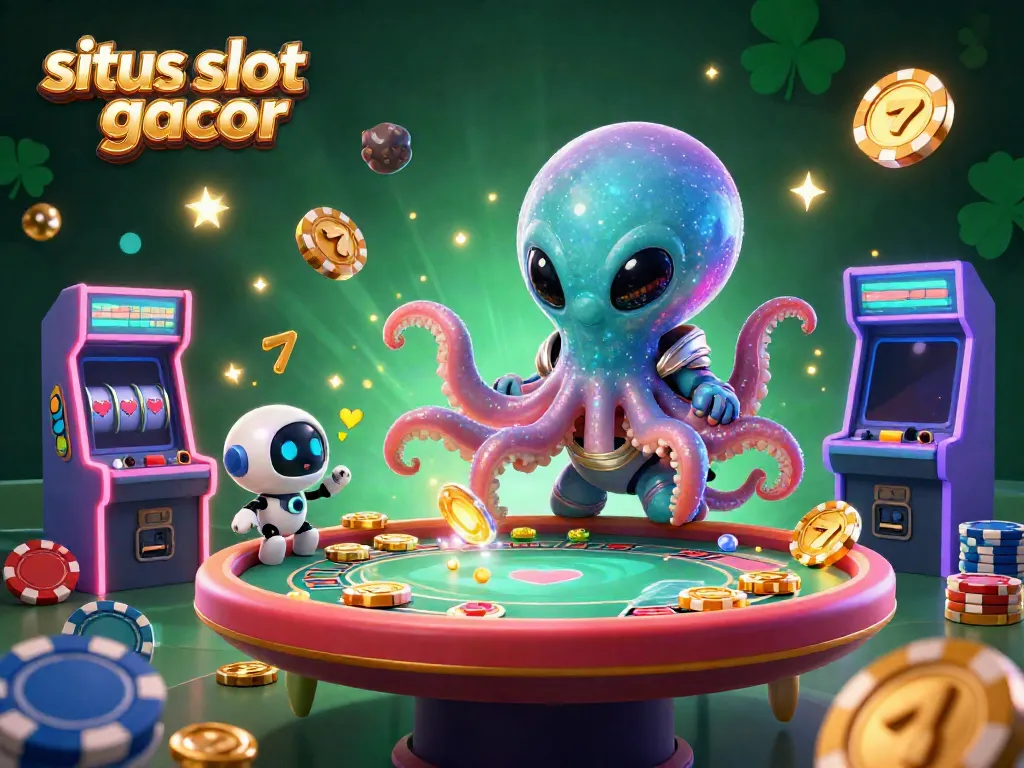 Experience exciting spins with situs slot gacor, featuring a vibrant alien-themed casino scene.