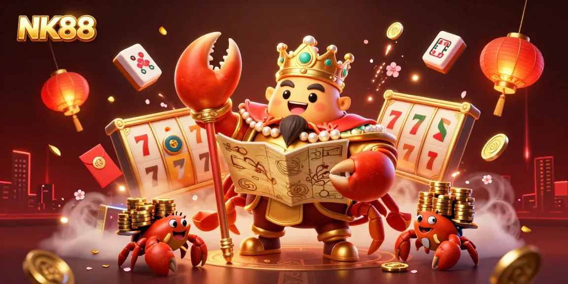 Experience the thrill of winning at NK88's vibrant casino with golden crab characters and dynamic gaming elements.
