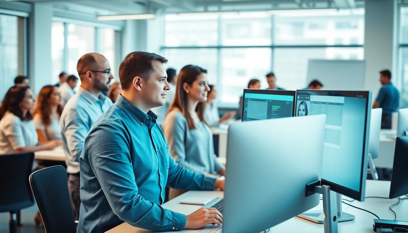 AI assistant for busy professionals enhancing productivity in a collaborative office environment.