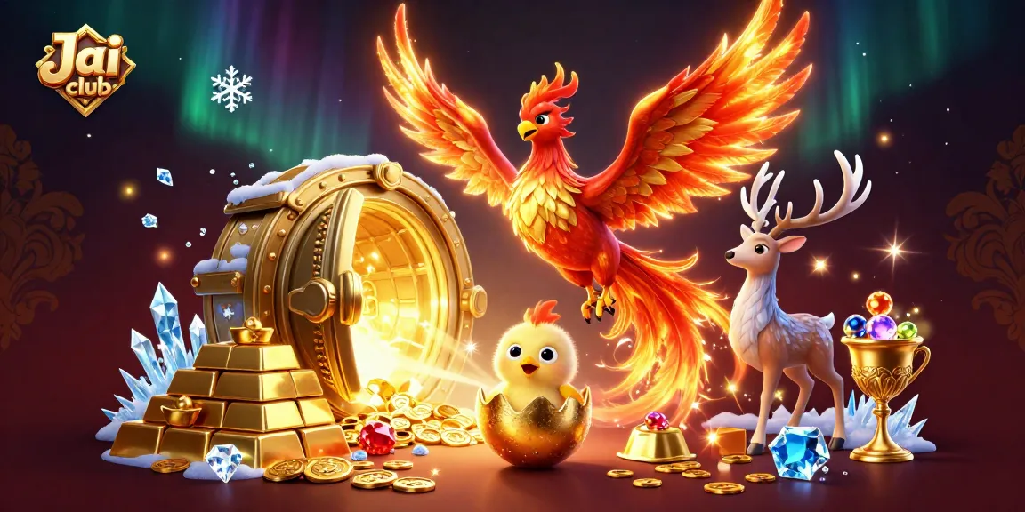 Exciting games and rewards await you at Jai club in this vibrant illustration.