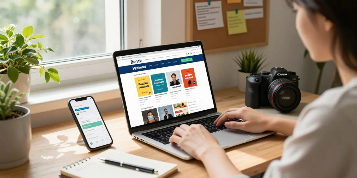 Person using bedpersonal for local classifieds in cozy home office