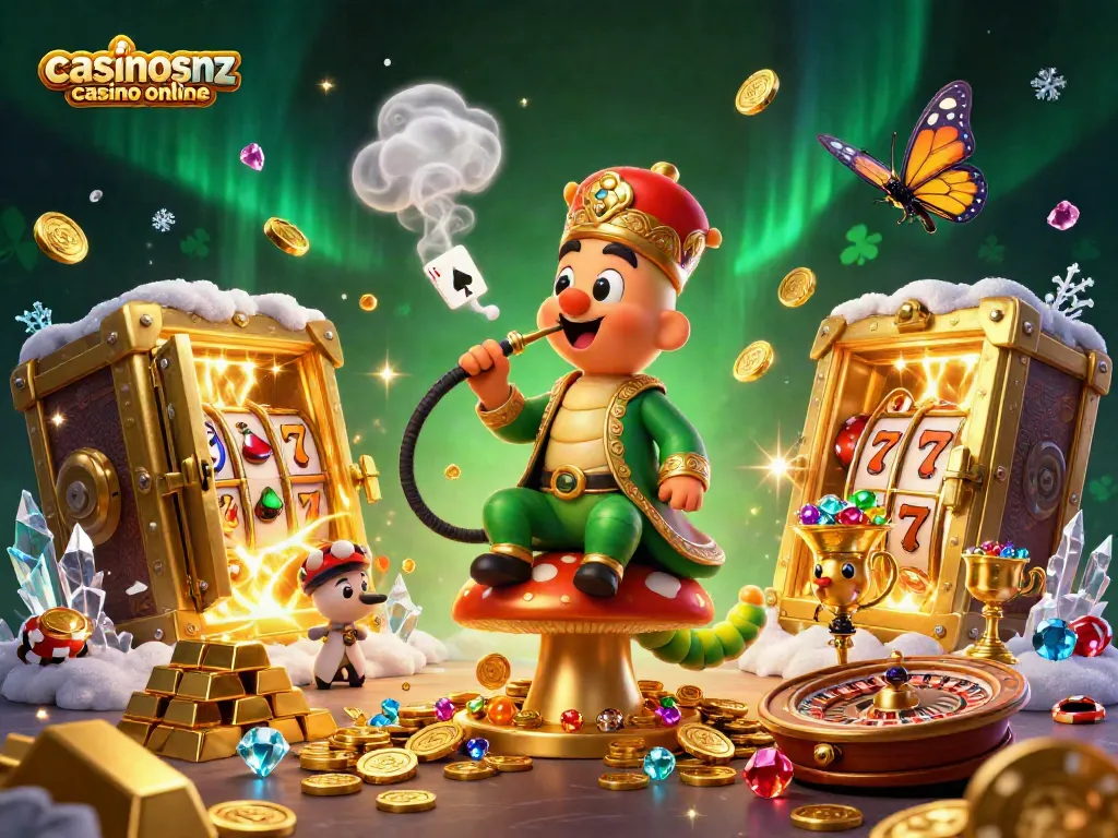 Experience the thrill of casinosnz casino online with this vibrant 3D illustration showcasing a magical gaming atmosphere.