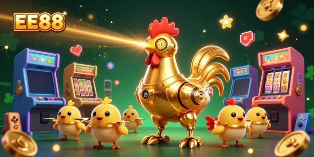 Experience winning moments at EE88 with vibrant gaming elements and futuristic characters.