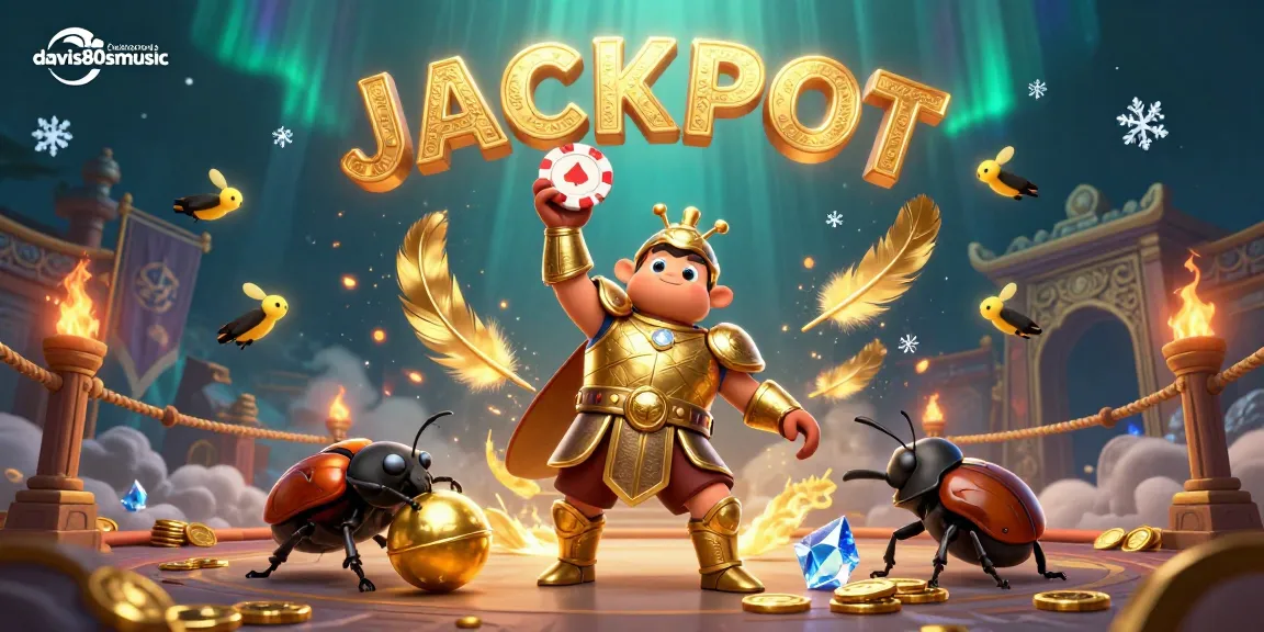 Engage with davis80smusic in an action-packed casino scene where a victorious beetle lifts a poker chip.