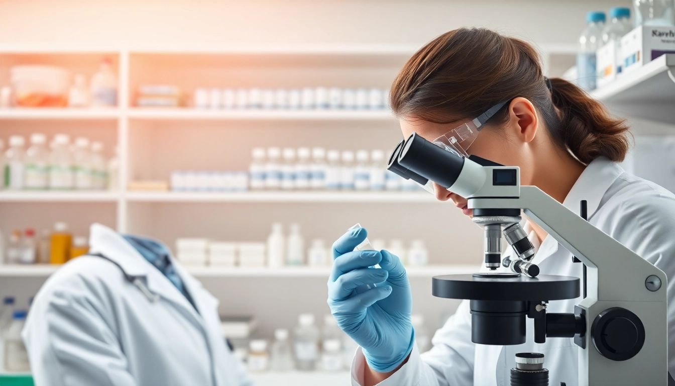 Scientist in a lab analyzing samples, exemplifying amc essentials in peptide research.