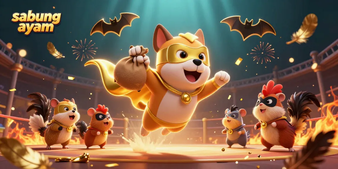 Experience thrilling sabung ayam action in a 3D arena, featuring vibrant characters and dynamic effects.