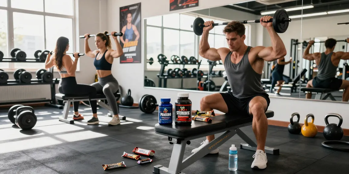 Prime Pharma Steroids showcased during intense workout session in a modern gym.