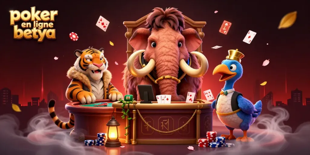 Experience the excitement of poker en ligne betya with a vibrant scene featuring animated casino characters.