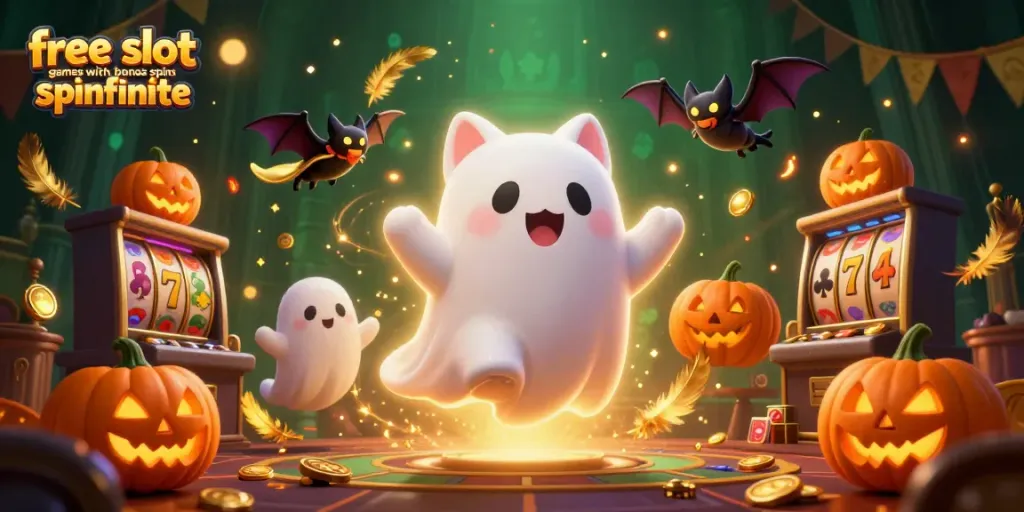 Experience free slot games with bonus spins spinfinite with vibrant characters and a haunted casino theme.