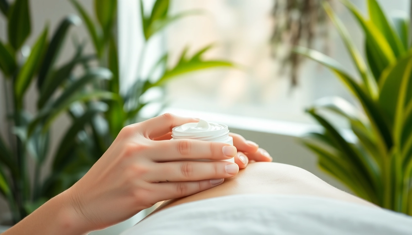 Apply dmso cream in a wellness clinic for skincare and pain relief.