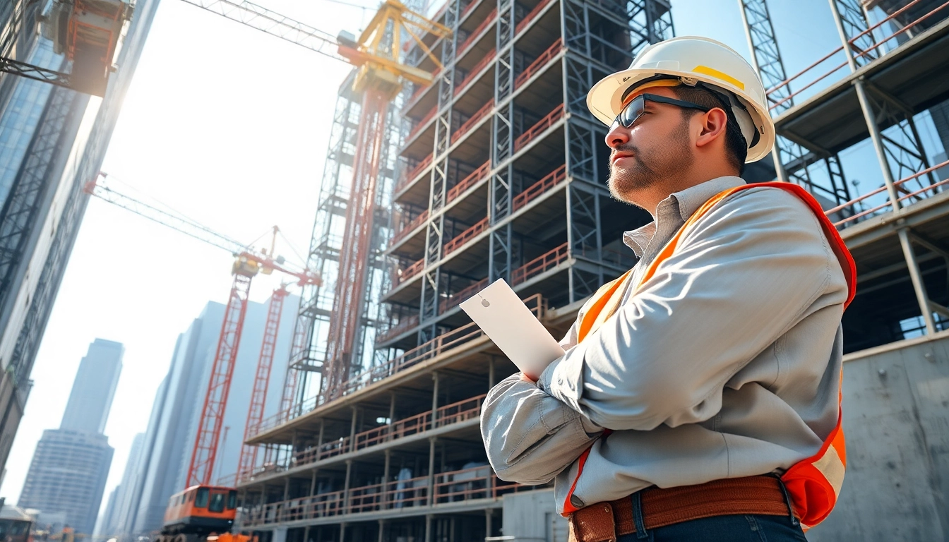 Showcasing a New York Commercial General Contractor overseeing a bustling construction site.