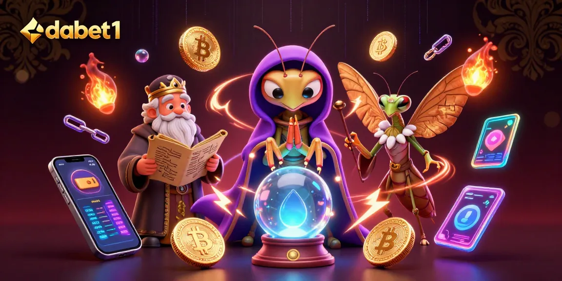 Engage with dabet1's vibrant fortune teller scene featuring crypto elements and exciting casino motifs.