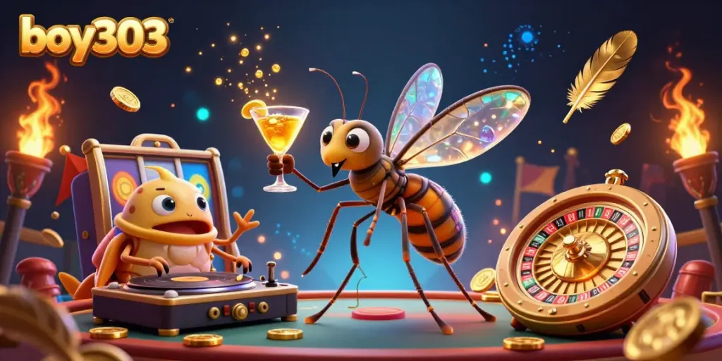 Experience thrilling casino action with boy303 featuring a unique 3D character scene with vibrant gambling elements.