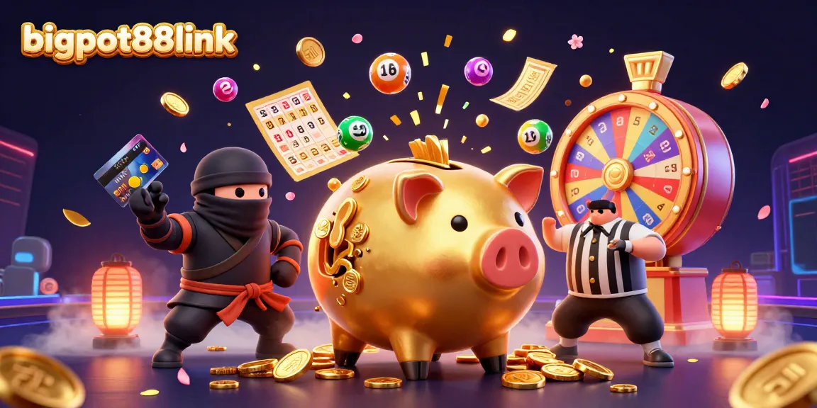 Engage with bigpot88link in an exciting scene featuring dynamic gambling elements and colorful lottery balls.