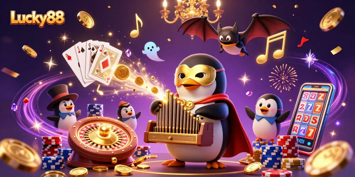 Experience the excitement of Lucky88 with a vibrant 3D cartoon casino scene featuring thrilling game elements.