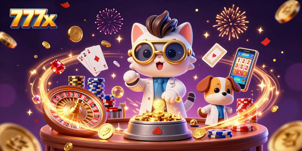 Experience winning strategies with 777x in a vibrant gambling-themed illustration.