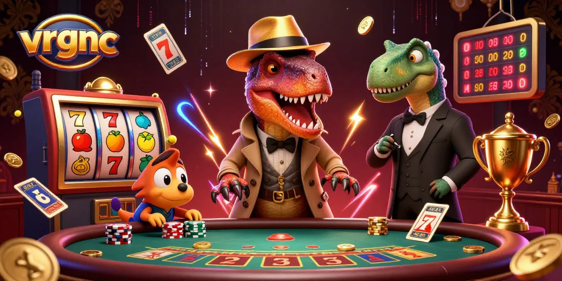 Watch a velociraptor card counter attempt to win at vrgnc with a stegosaurus pit boss and compy pickpocket.