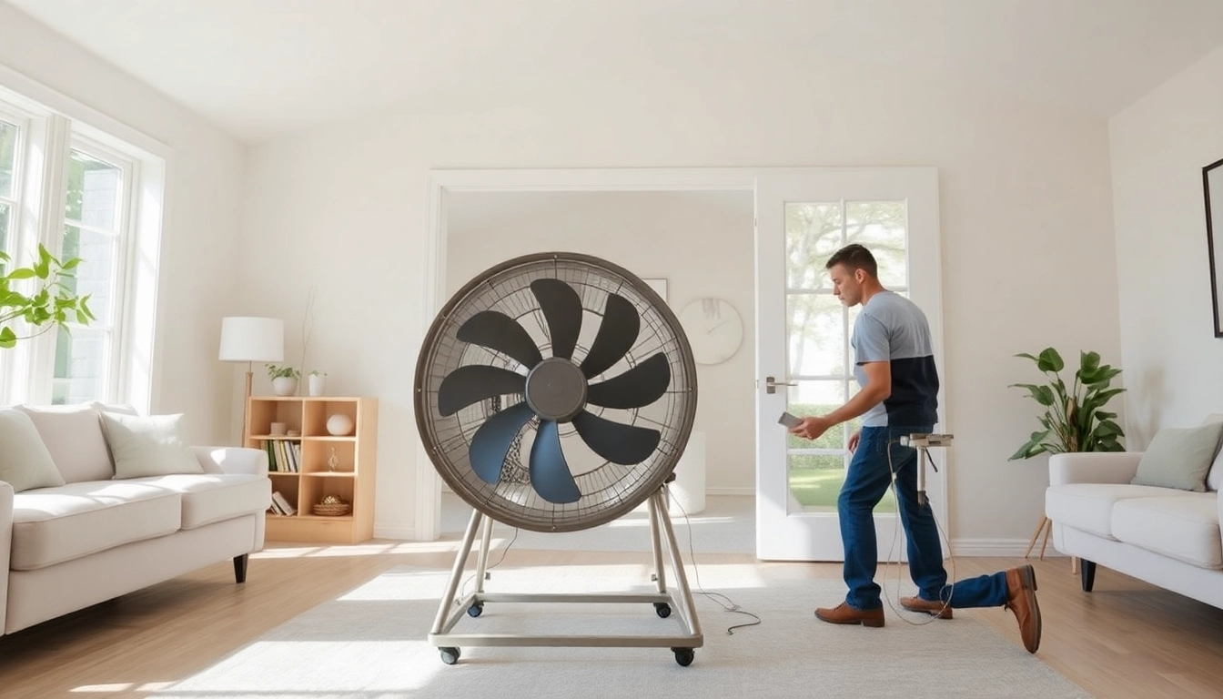 Technician performing a blower door test, showcasing reliable blower door test companies in action.