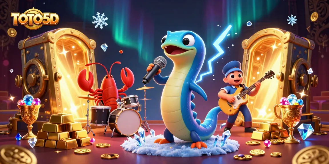Experience the excitement of TOTO5D with a vibrant underwater casino scene featuring a DJ eel, a lobster drummer, and treasure galore.