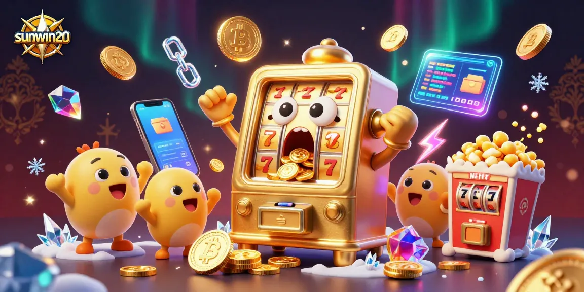 Experience thrilling wins with the sunwin20 slot machine as coins cascade in an energetic casino scene.