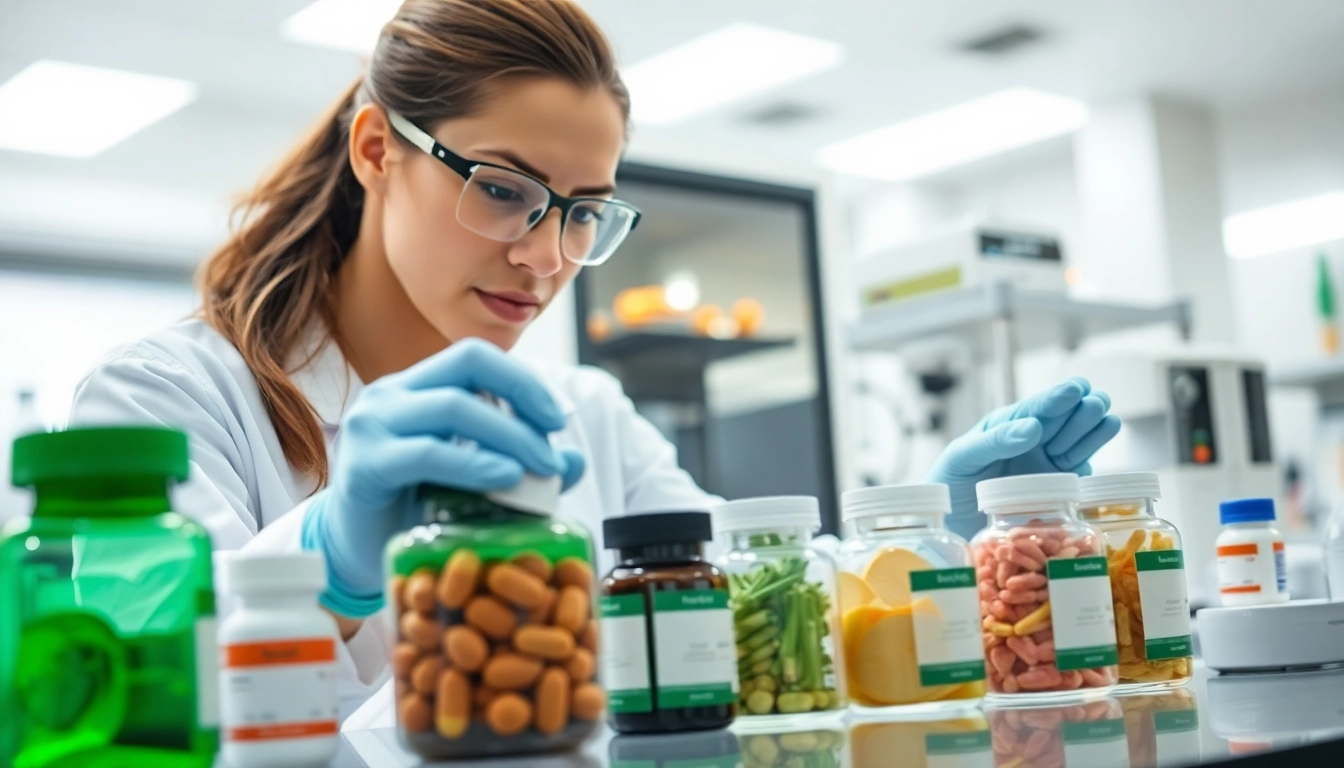 Scientist analyzing total nutrition technology in a modern laboratory environment.